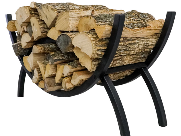 3 ft Crescent Metal Firewood Rack – Black, Indoor/Outdoor