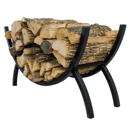 3 ft Crescent Metal Firewood Rack – Black, Indoor/Outdoor