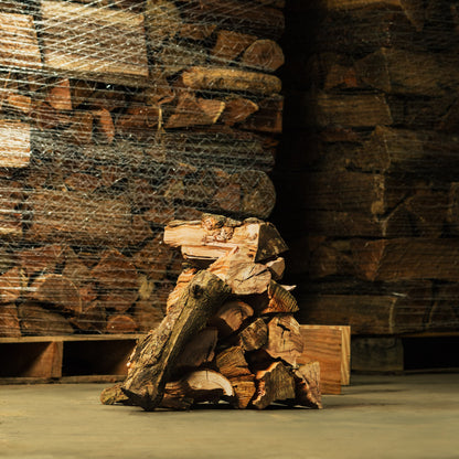 Apple firewood 8 inch splits stacked