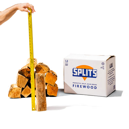 SPLITS 12 inch mixed hardwood shorties next to SPLITS box