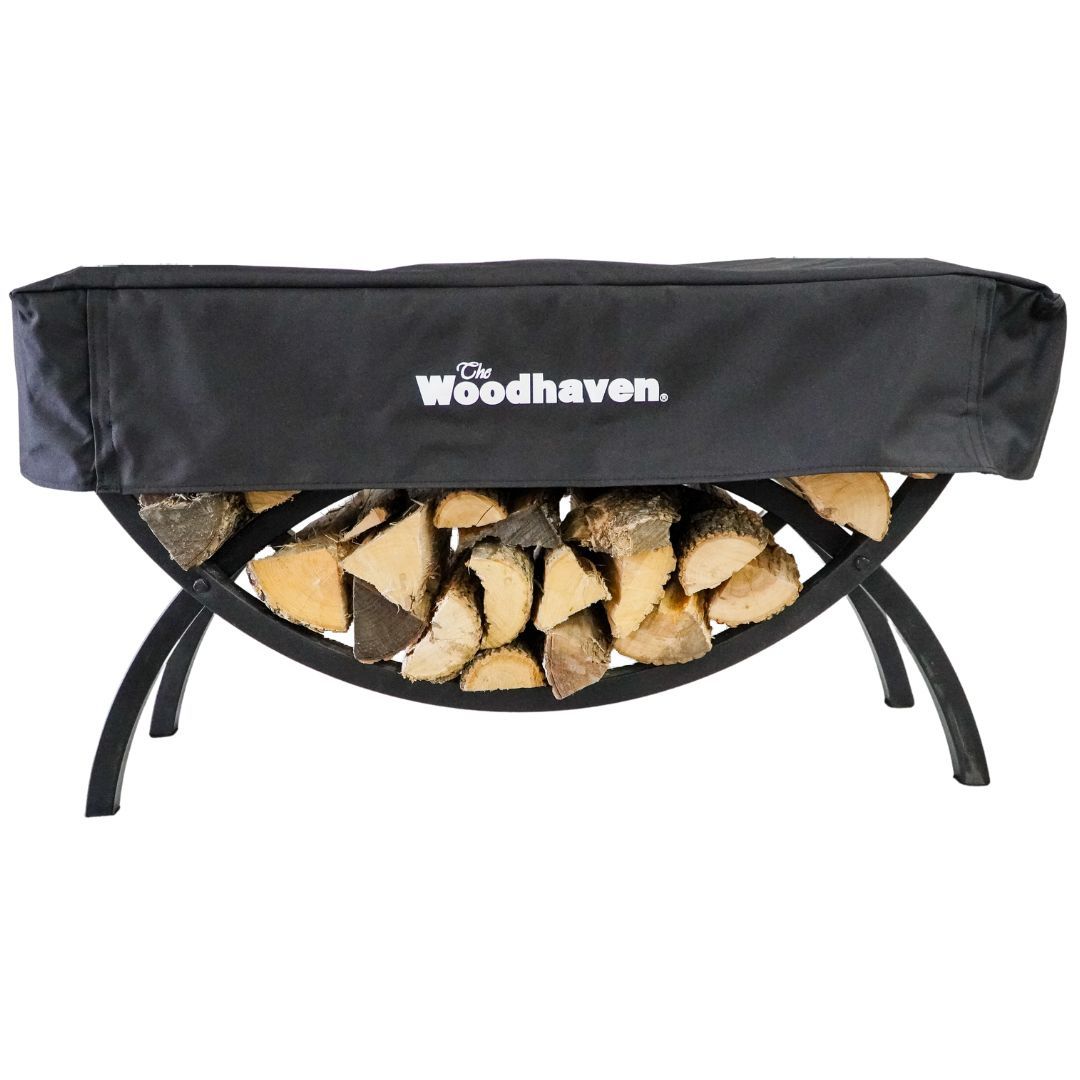3 ft Crescent Metal Firewood Rack – Black, Indoor/Outdoor