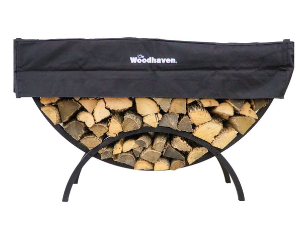 5 ft Crescent Firewood Rack with Seasoning Cover