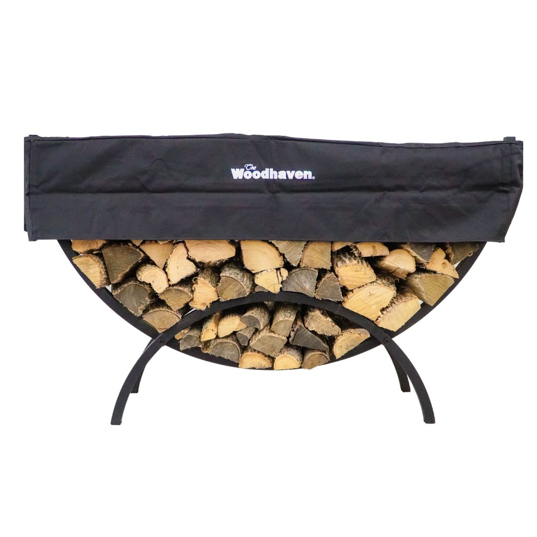 5 ft Crescent Firewood Rack with Seasoning Cover