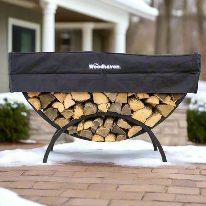 5 ft Crescent Firewood Rack with Seasoning Cover