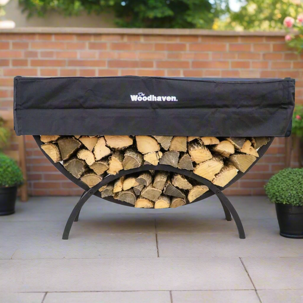 5 ft Crescent Firewood Rack with Seasoning Cover
