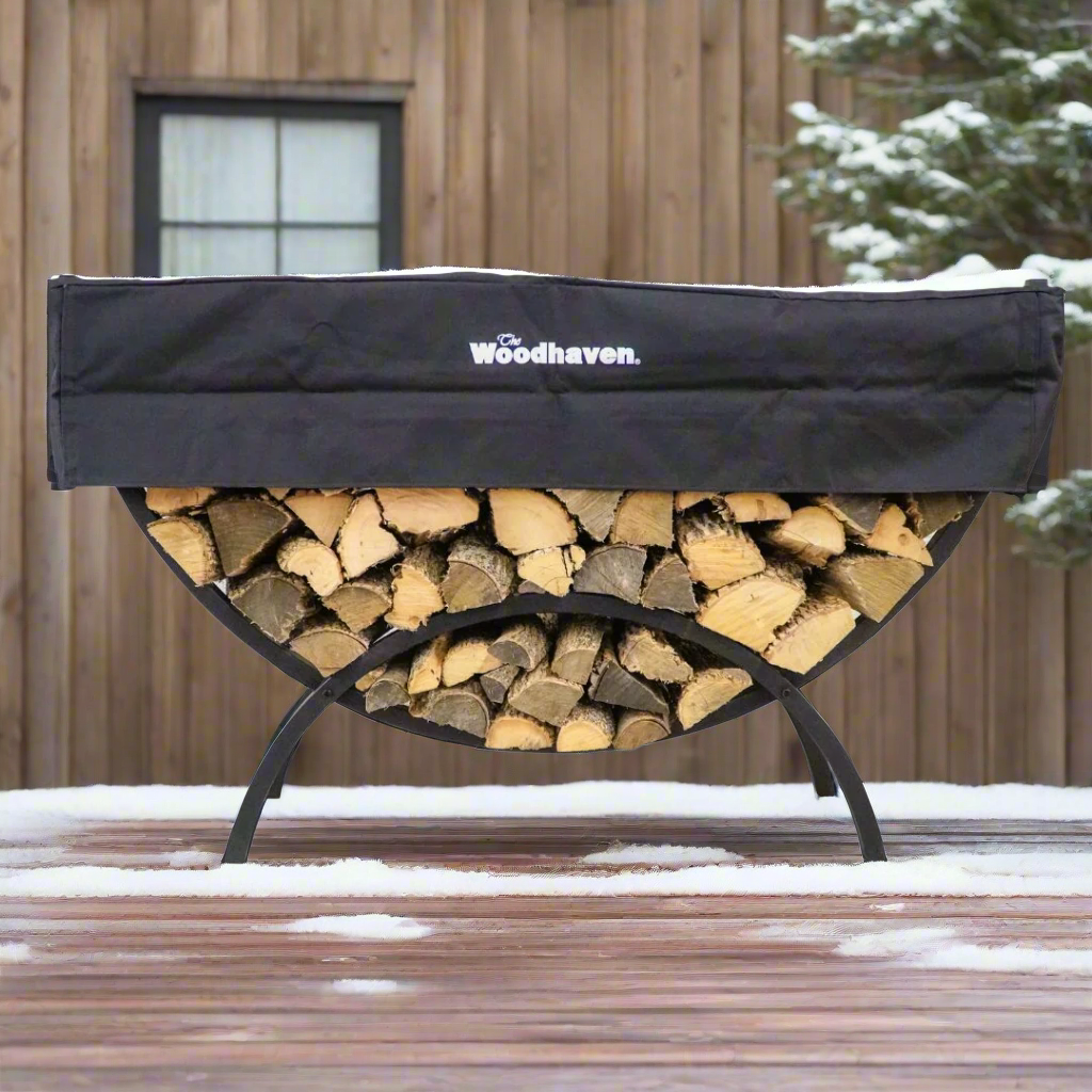 5 ft Crescent Firewood Rack with Seasoning Cover