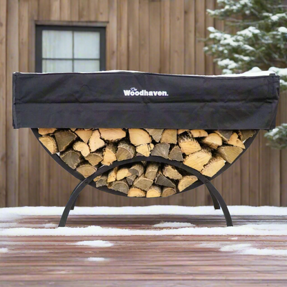 5 ft Crescent Firewood Rack with Seasoning Cover