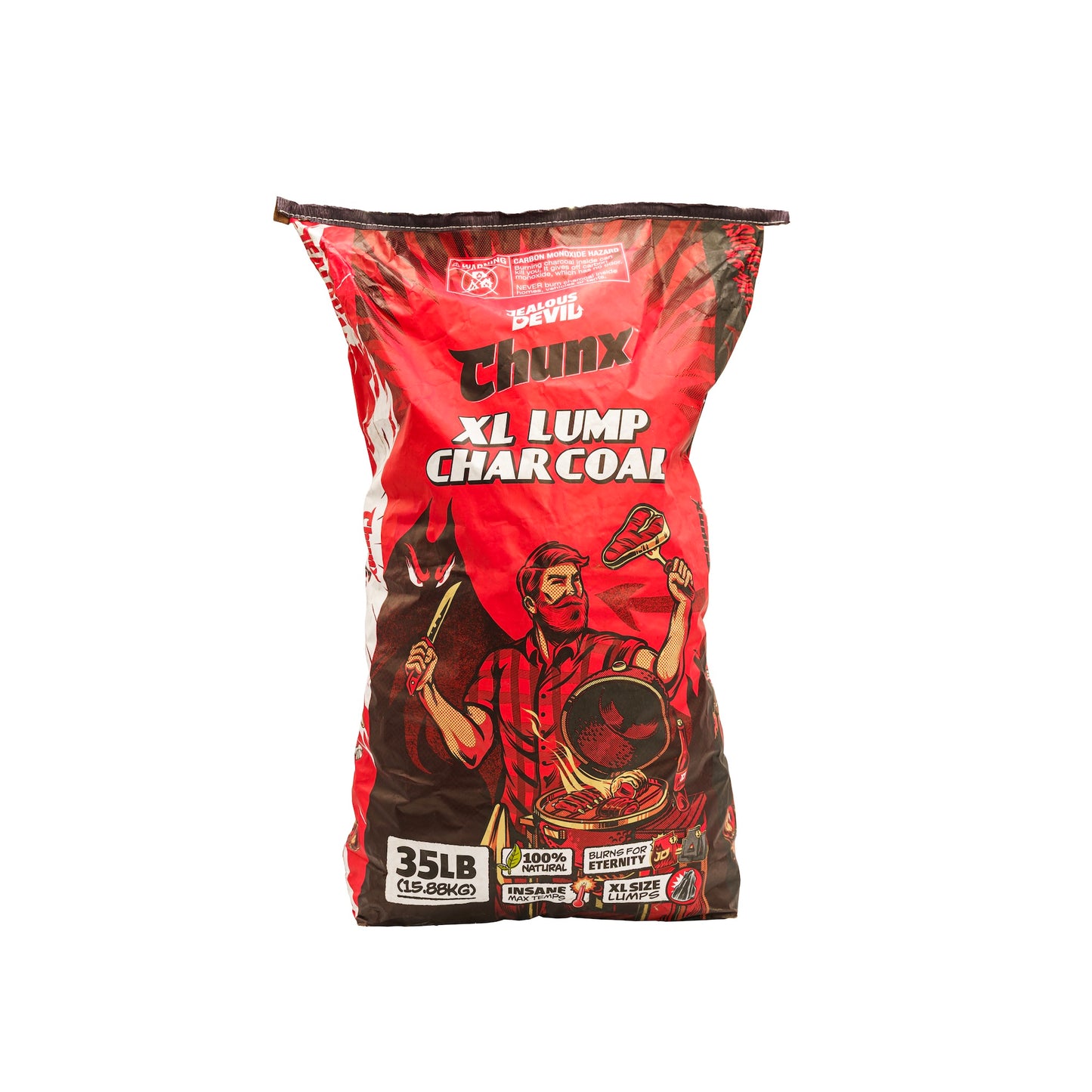 Jealous Devil CHUNX XL Lump Charcoal – 35LB Bag - 100% Hardwood Lump Charcoal